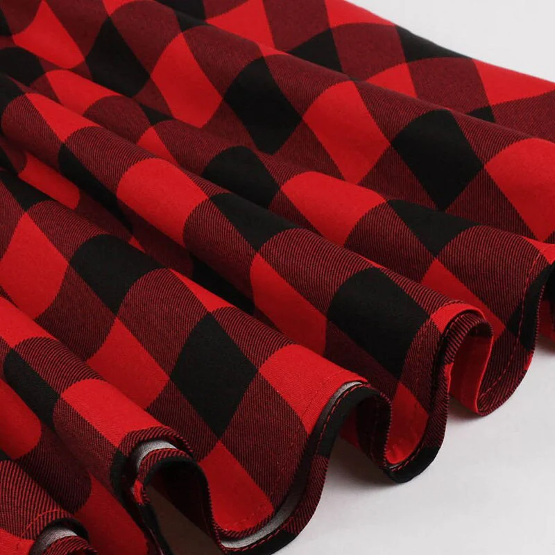 Robe Tartan Rouge et Noir Années 50 – Image 5