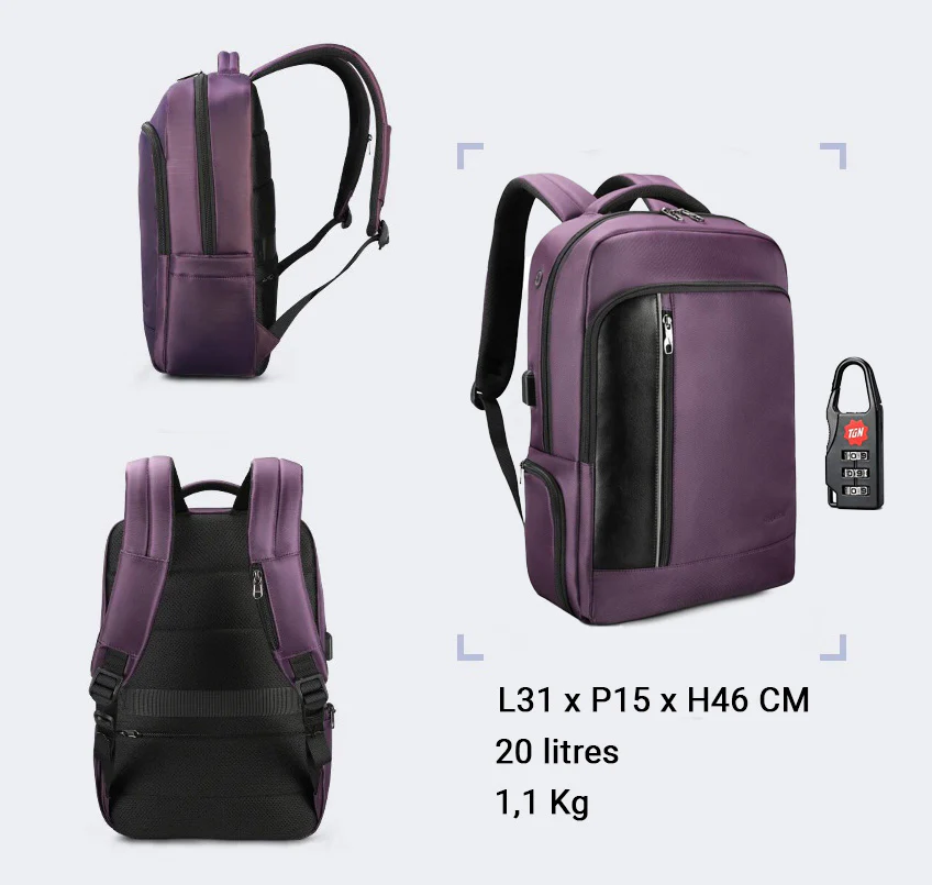 Madison sac à dos ordinateur femme antivol – Image 9