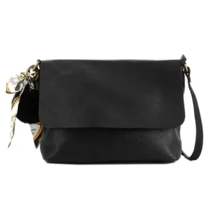 Sac Bandoulière Souple Pompon Foulard noir