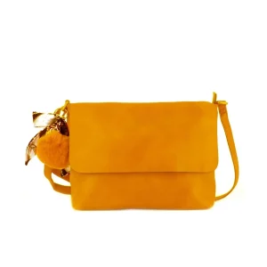 Sac Bandoulière Souple Pompon Foulard moutarde