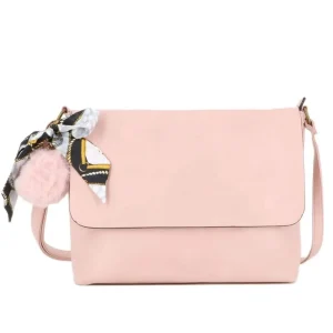 Sac Bandoulière Souple Pompon Foulard rose