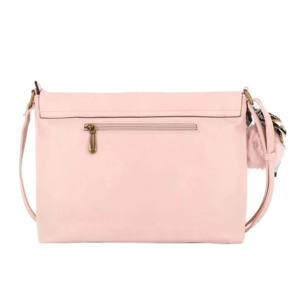 Sac Bandoulière Souple Pompon Foulard rose – Image 4