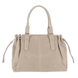 Sac Cabas Bowling Lacet Suédé Beige