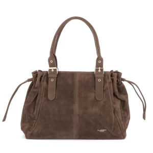 Sac Cabas Bowling Lacet Suédé Chocolat