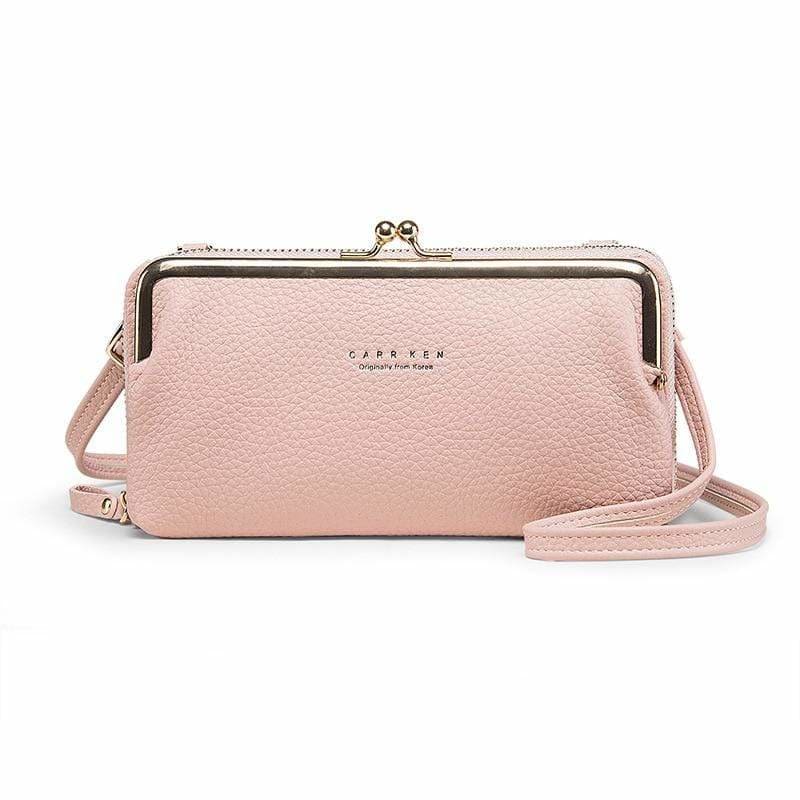 Sac Pochette Années 50 Cuir Rose Pale – Image 2