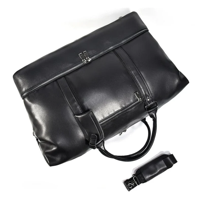 Sac Week-end Homme Cuir Noir – Image 4