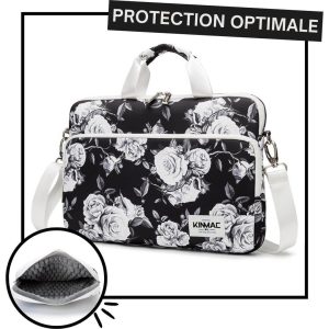 Sacoche Ordinateur Portable - Rose Blanche