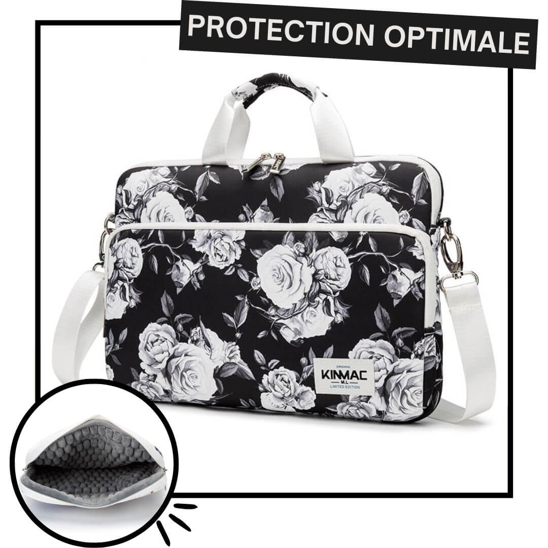 Sacoche Ordinateur Portable - Rose Blanche