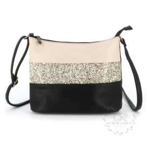 sac bandoulière paillettes femme multicolore beige