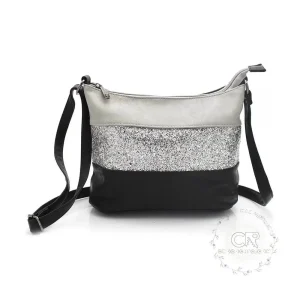 sac bandoulière paillettes femme multicolore gris