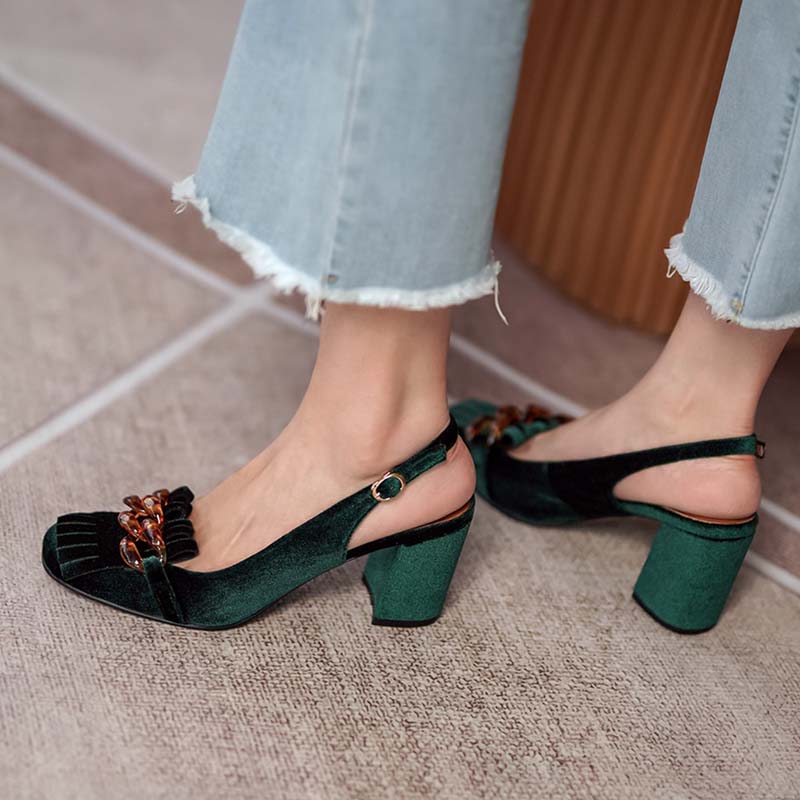 Sandales Vertes Retro à Frange – Image 5